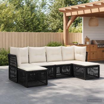 ARDEBO.de - Gartensofa-set 6 stk. Schwarz Poly-Rattan