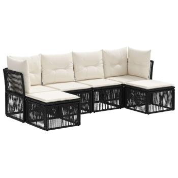 Gartensofa-set 6 stk. Schwarz Poly-Rattan