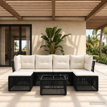 ARDEBO.de - Gartensofa-set 7 stk. Schwarz Poly-Rattan