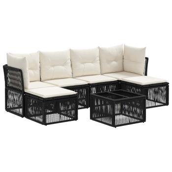 Gartensofa-set 7 stk. Schwarz Poly-Rattan