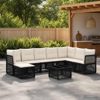 ARDEBO.de - Gartensofa-set 9 stk. Schwarz Poly-Rattan