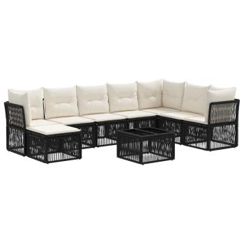 Gartensofa-set 9 stk. Schwarz Poly-Rattan