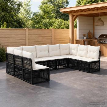 ARDEBO.de - Gartensofa-set 9 stk. Schwarz Poly-Rattan