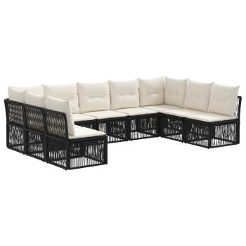 Gartensofa-set 9 stk. Schwarz Poly-Rattan