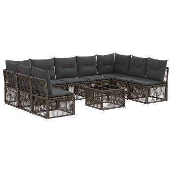 Gartensofa-set 10 Stk. Grau Poly-Rattan