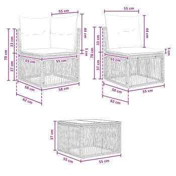 Gartensofa-set 10 Stk. Grau Poly-Rattan