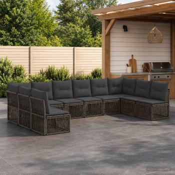 ARDEBO.de - Gartensofa-set 10 stk. Grau Poly-Rattan