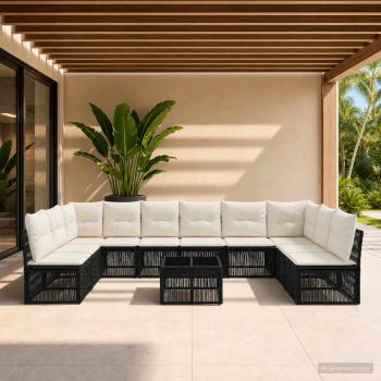 ARDEBO.de - Gartensofa-set 11 stk. Schwarz Poly-Rattan