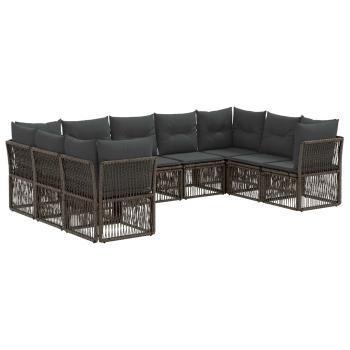 Gartensofa-set 9 stk. Grau Poly-Rattan
