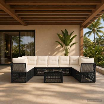 ARDEBO.de - Gartensofa-set 10 stk. Schwarz Poly-Rattan