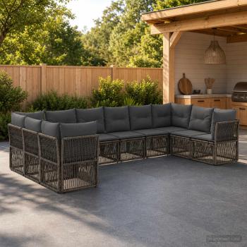 ARDEBO.de - Gartensofa-set 10 Stk. Grau Poly-Rattan