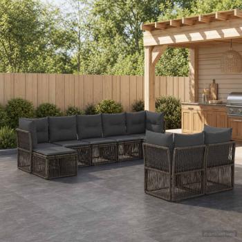 ARDEBO.de - Gartensofa-set 9 stk. Grau Poly-Rattan
