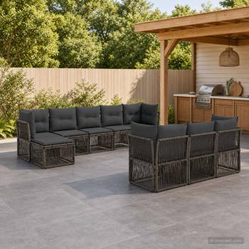 ARDEBO.de - Gartensofa-set 10 stk. Grau Poly-Rattan