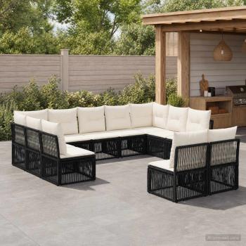ARDEBO.de - Gartensofa-set 11 Stk. Schwarz Poly-Rattan