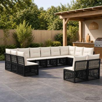 ARDEBO.de - Gartensofa-set 12 stk. Schwarz Poly-Rattan