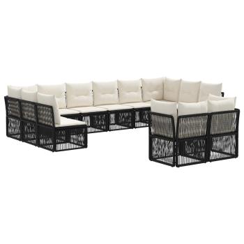 Gartensofa-set 12 stk. Schwarz Poly-Rattan