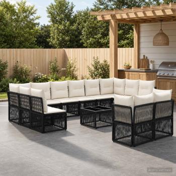 ARDEBO.de - Gartensofa-set 13 Stk. Schwarz Poly-Rattan