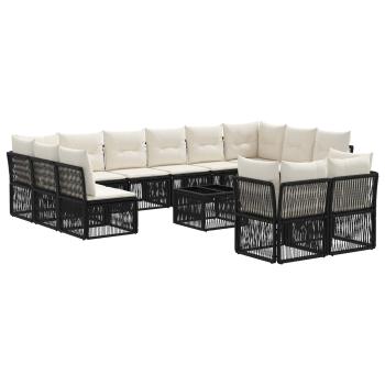 Gartensofa-set 13 Stk. Schwarz Poly-Rattan