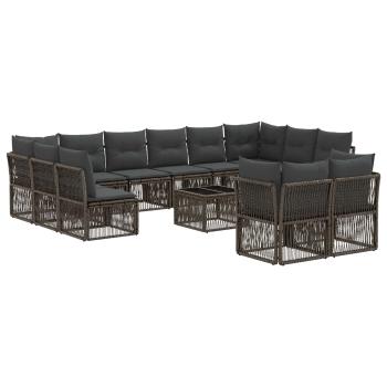 Gartensofa-set 13 Stk. Grau Poly-Rattan