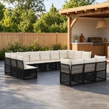 ARDEBO.de - Gartensofa-set 13 stk. Schwarz Poly-Rattan