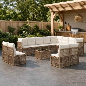 ARDEBO.de - Gartensofa-set 13 Stk. Beige Poly-Rattan