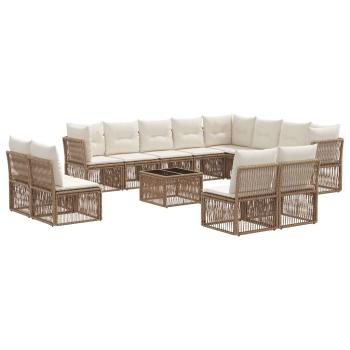 Gartensofa-set 13 Stk. Beige Poly-Rattan