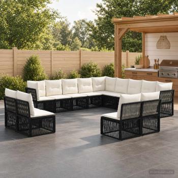 ARDEBO.de - Gartensofa-set 13 stk. Schwarz Poly-Rattan