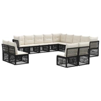 Gartensofa-set 13 stk. Schwarz Poly-Rattan
