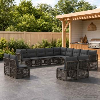 ARDEBO.de - Gartensofa-set 13 stk. Grau Poly-Rattan