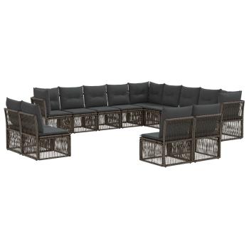 Gartensofa-set 13 stk. Grau Poly-Rattan