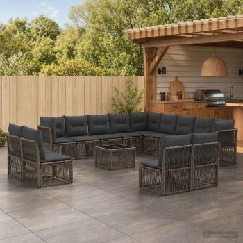 ARDEBO.de - Gartensofa-set 14 stk. Grau Poly-Rattan