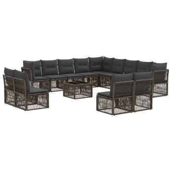 Gartensofa-set 14 stk. Grau Poly-Rattan