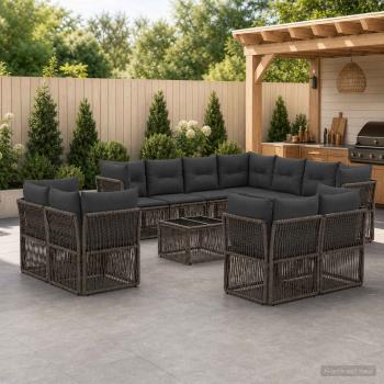 ARDEBO.de - Gartensofa-set 12 stk. Grau Poly-Rattan
