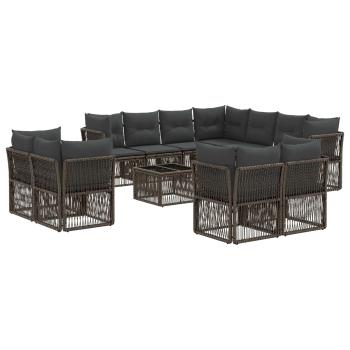 Gartensofa-set 12 stk. Grau Poly-Rattan