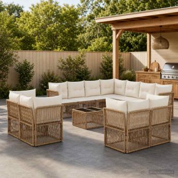 ARDEBO.de - Gartensofa-set 12 Stk. Beige Poly-Rattan