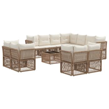 Gartensofa-set 12 Stk. Beige Poly-Rattan