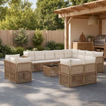 ARDEBO.de - Gartensofa-set 13 Stk. Beige Poly-Rattan