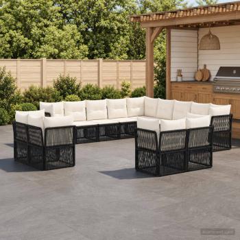 ARDEBO.de - Gartensofa-set 13 stk. Schwarz Poly-Rattan