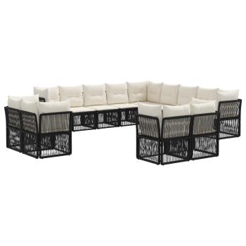 Gartensofa-set 13 stk. Schwarz Poly-Rattan