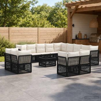 ARDEBO.de - Gartensofa-set 14 Stk. Schwarz Poly-Rattan