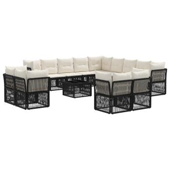 Gartensofa-set 14 Stk. Schwarz Poly-Rattan