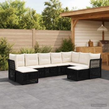 ARDEBO.de - Gartensofa-set 9 stk. Schwarz Poly-Rattan