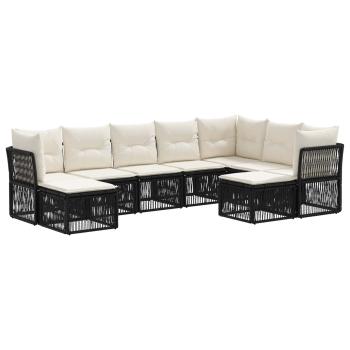 Gartensofa-set 9 stk. Schwarz Poly-Rattan
