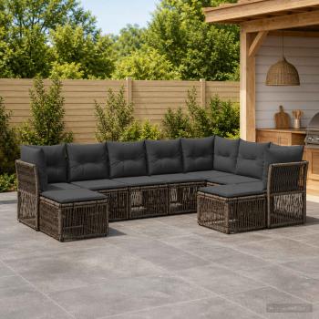 ARDEBO.de - Gartensofa-set 9 stk. Grau Poly-Rattan