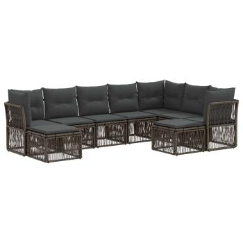 Gartensofa-set 9 stk. Grau Poly-Rattan