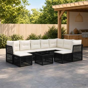 ARDEBO.de - Gartensofa-set 10 stk. Schwarz Poly-Rattan