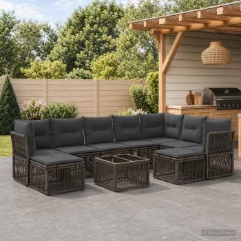 ARDEBO.de - Gartensofa-set 10 stk. Grau Poly-Rattan