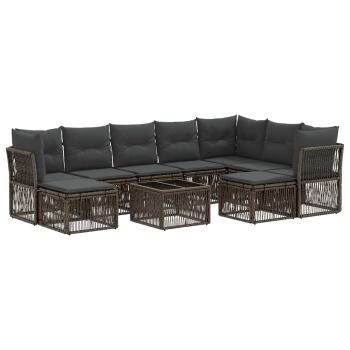 Gartensofa-set 10 stk. Grau Poly-Rattan
