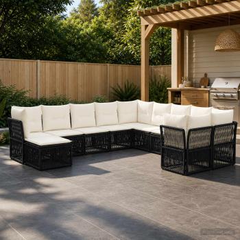 ARDEBO.de - Gartensofa-set 11 stk. Schwarz Poly-Rattan