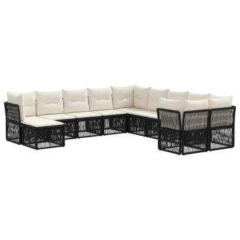 Gartensofa-set 11 stk. Schwarz Poly-Rattan